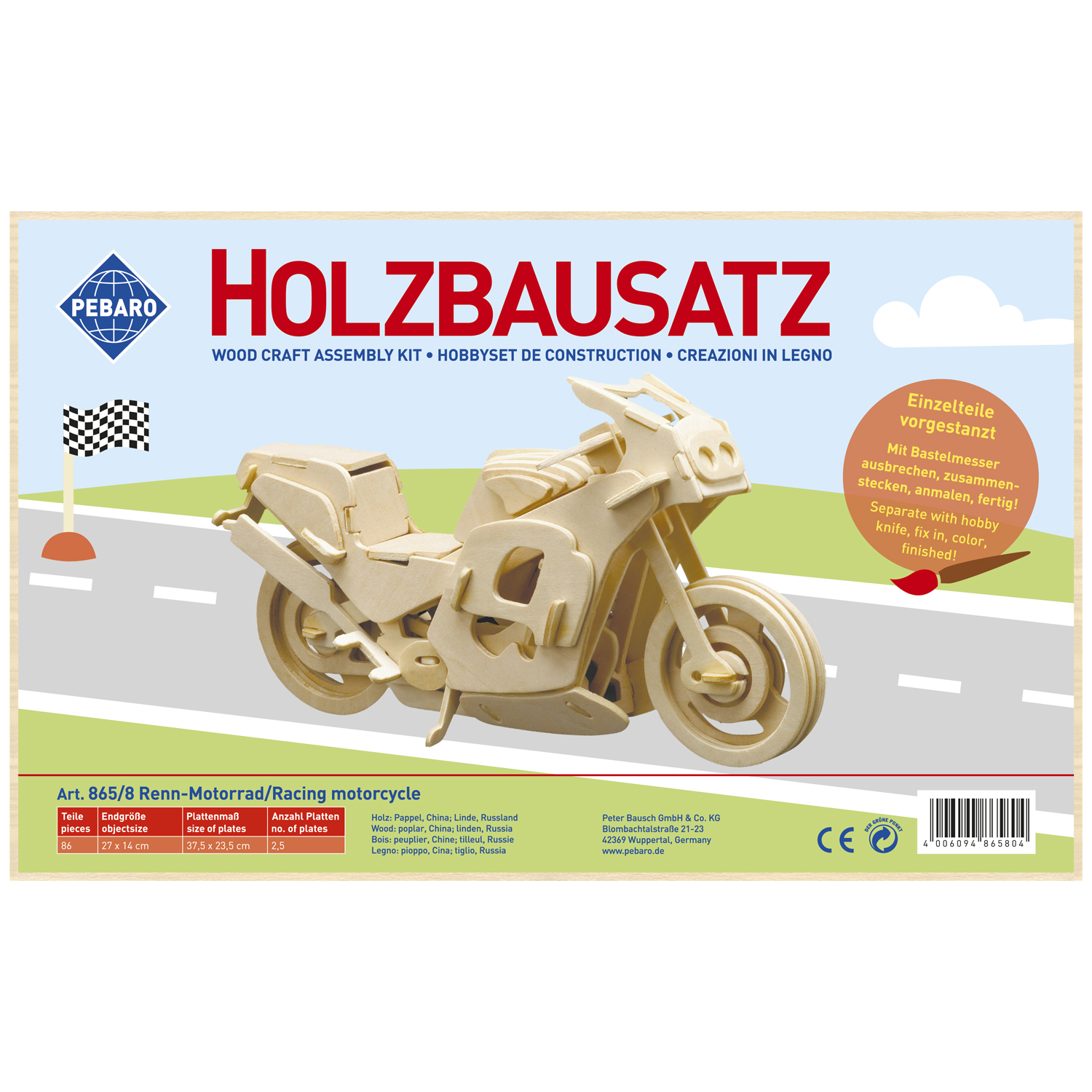 Pebaro Houten Bouwset Race Motor