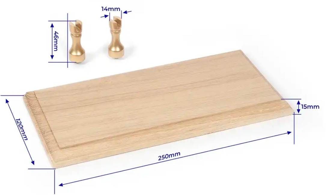 Occre Solid Oak Base + 2 Brass Cast Iron Brackets
