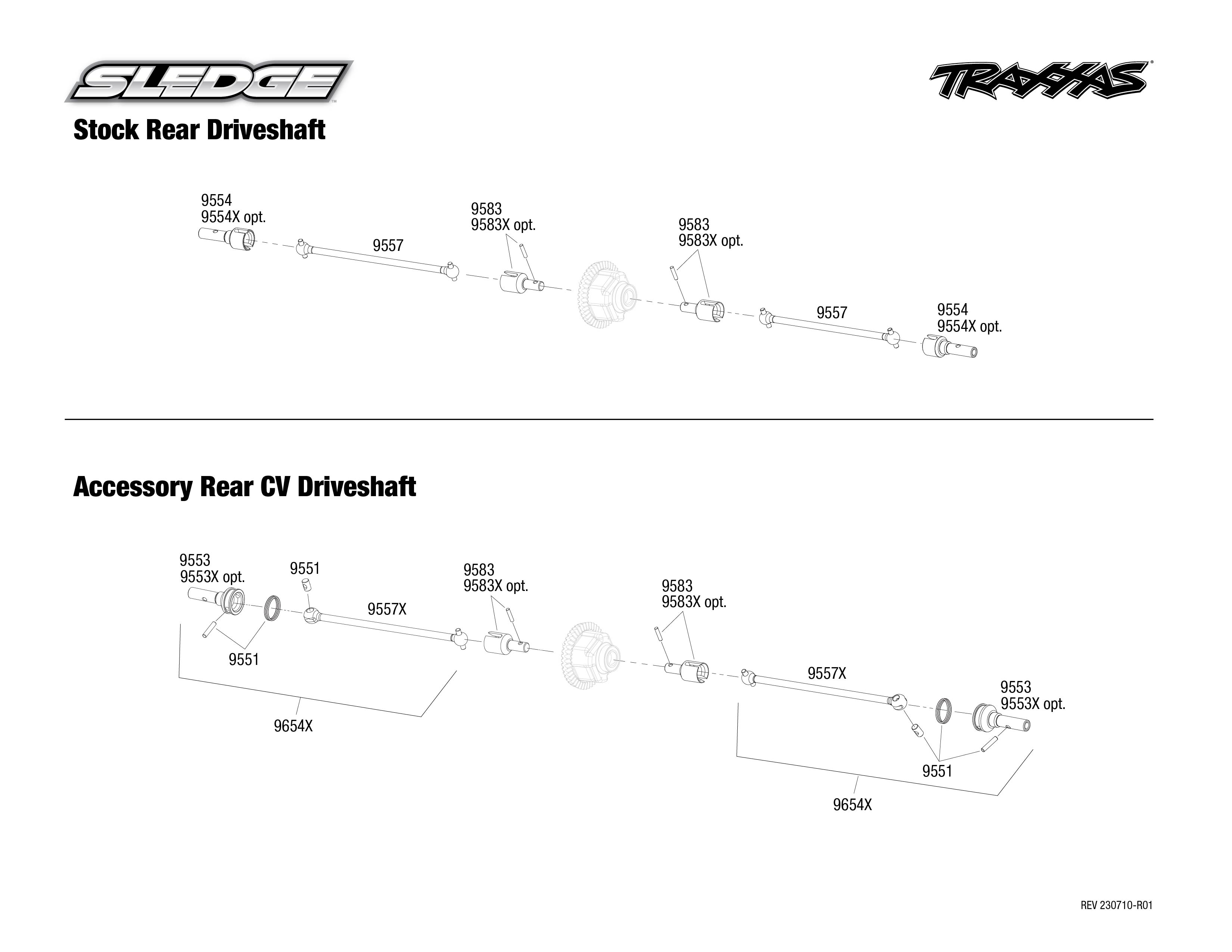 Traxxas Sledge® (95076-4, 95096-4) Driveshaft Assemblies - Rear