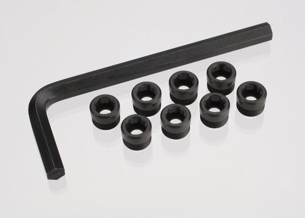 Traxxas Aluminum caps pivot ball (threaded aluminum hard-anodized, PTFE-coated (8)/ hex wrench, 5mm