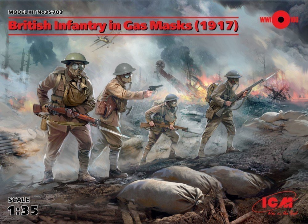 ICM British Infantry In Gas Masks (1917) 1:35