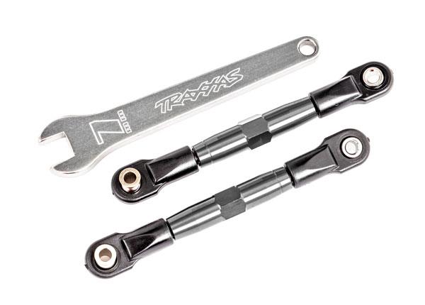Traxxas Camber links front (TUBES charcoal gray-anodized 7075-T6 aluminum stronger than titanium) (2) (assembled with rod ends and hollow balls)/ aluminum wrench (1) (fits Drag Slash)