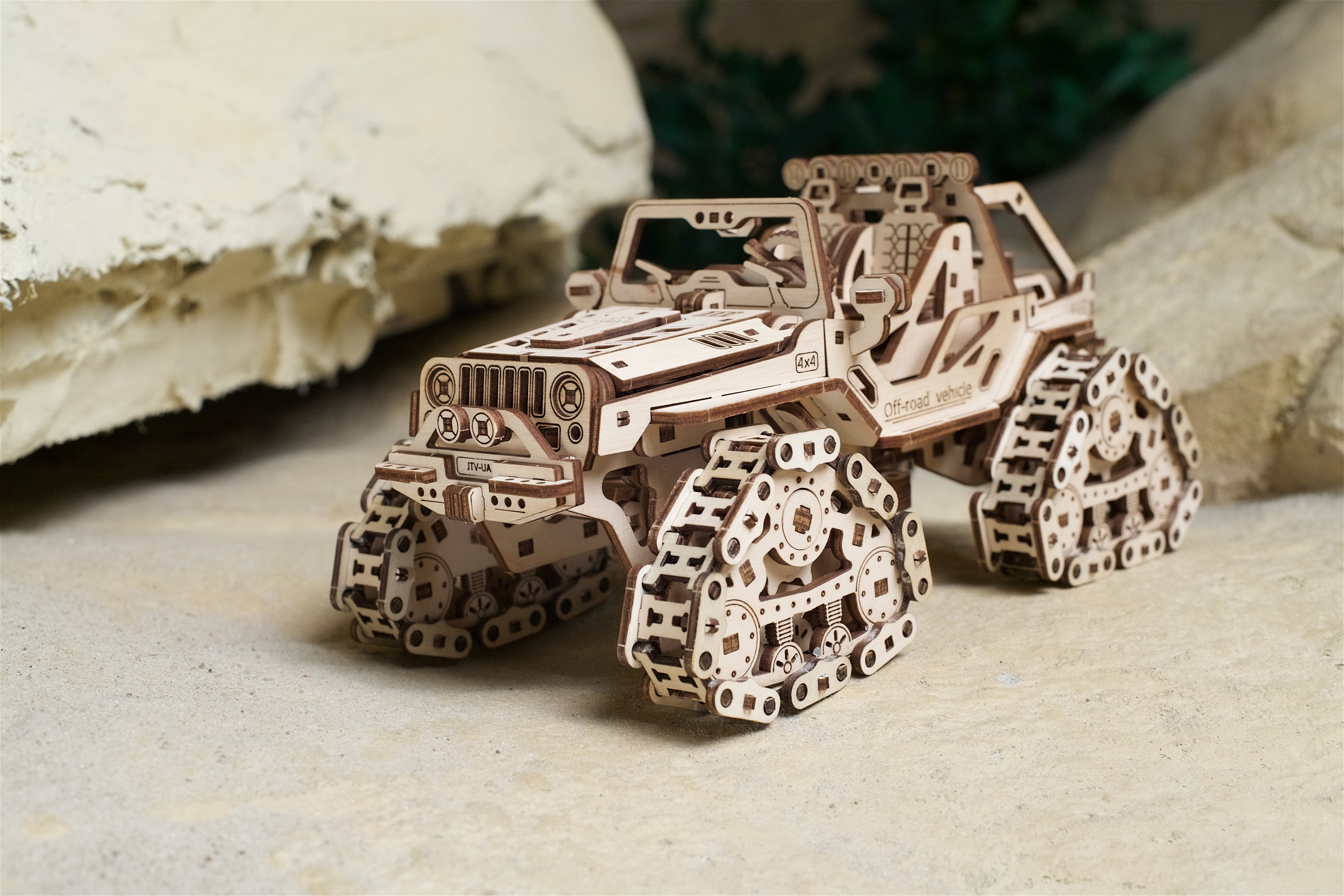 U-Gears Off-road Terreinwagen mechanisch houten bouwpakket