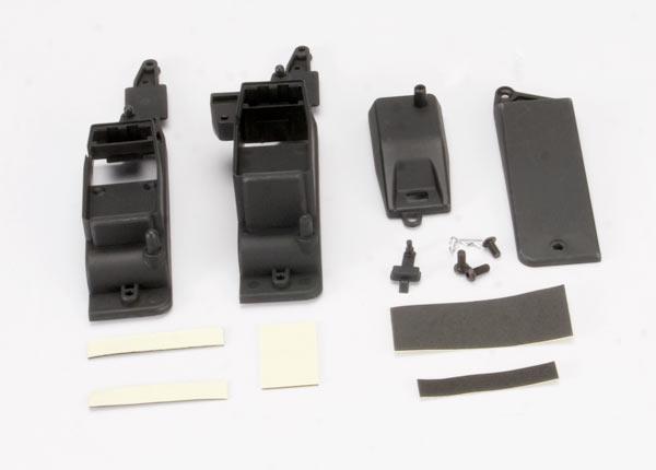 Traxxas Box, receiver & battery (2)/ cover/ foam pad & adhesive/ charge jack plug (rubber)/ hardware (accommodates either AA battery holder or RX flat pack)