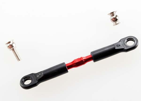 Traxxas Turnbuckle, aluminum (red-anodized), camber link, front, 39mm (1) (assembled w/rod ends)/hollow balls (2)(See part 3741X for complete camber link set)