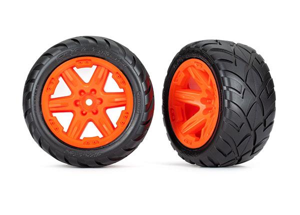 Traxxas Tires & wheels assembled glued (2.8') (RXT orange wheels Anaconda tires foam inserts) (4WD electric front/rear 2WD electric front only) (2) (TSM rated)