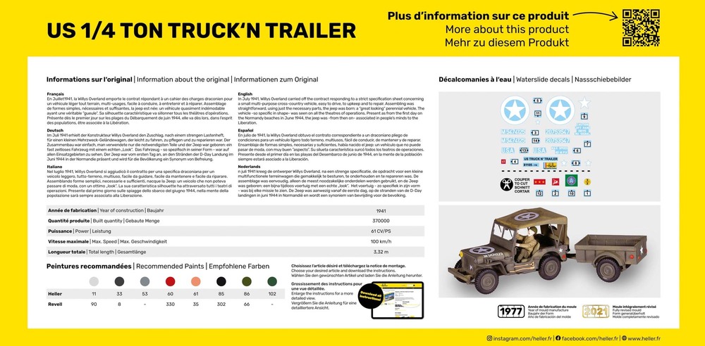 Heller US 1/4 Ton Truck 'n Trailer 1/35
