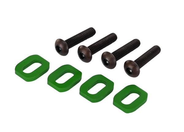 Traxxas Washers motor mount aluminum (green-anodized) (4)/ 4x18mm BCS (4)