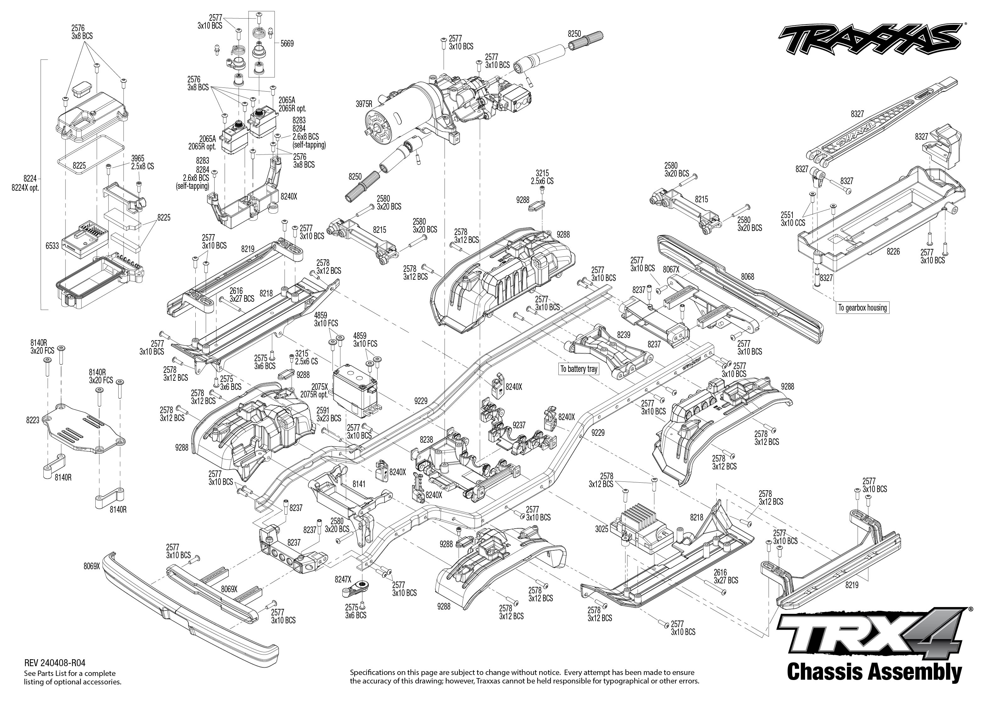 Traxxas TRX-4 Ford F-150 High Trail Edition (92046-4) Chassis Assembly Exploded View