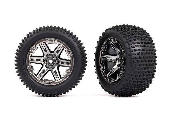 Traxxas Tires & wheels assembled glued (2.8') (RXT black chrome wheels Alias tires foam inserts) (2WD electric rear) (2) (TSM rated)
