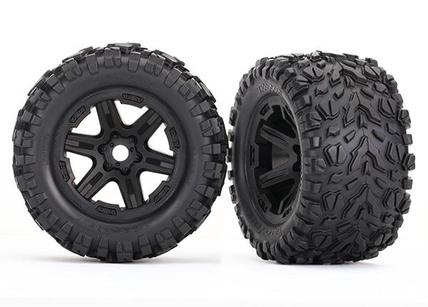 Traxxas Tires & wheels, assembled, glued (black wheels, Talon EXT tires, foam inserts) (2) (17mm splined) (TSM® rated)
