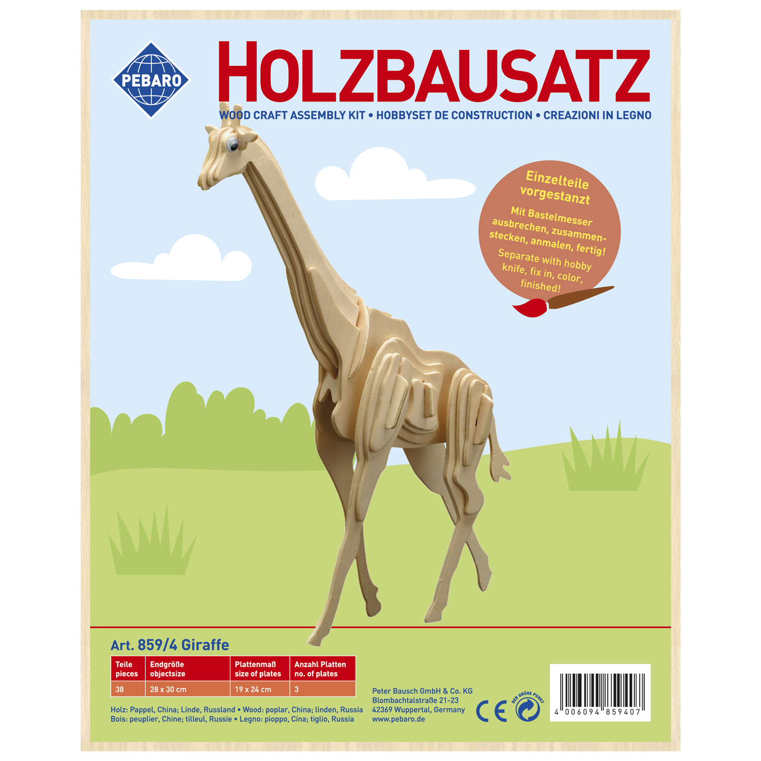 Pebaro Houten Bouwset Giraffe