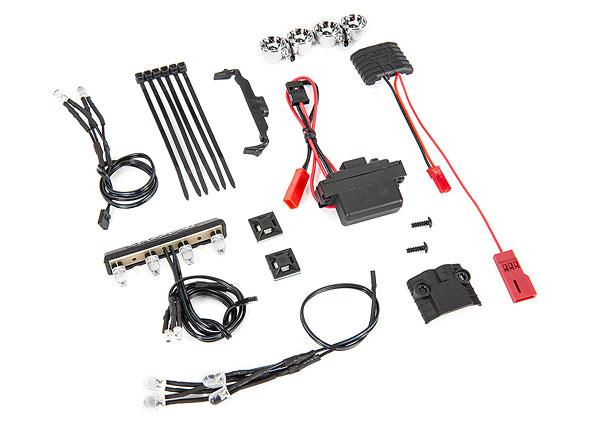 Traxxas LED light kit 1/16th Summit (power supply chrome lightbar roof light harness (4 clear 2 red) chassis harness (4 clear 2 red) wire ties mounts)