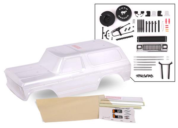 Traxxas Body Ford Bronco (1979) complete (clear trimmed requires painting) (includes grille side mirrors door handles windshield wipers spare tire mount decals window masks) (requires #8072 inner fenders)