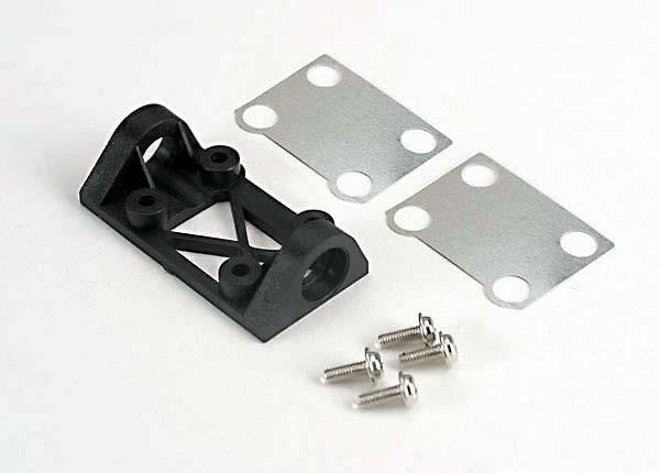 Traxxas Bearing block, front (supports front shaft)/belt tension adjustment shims (front/ middle)/ screws