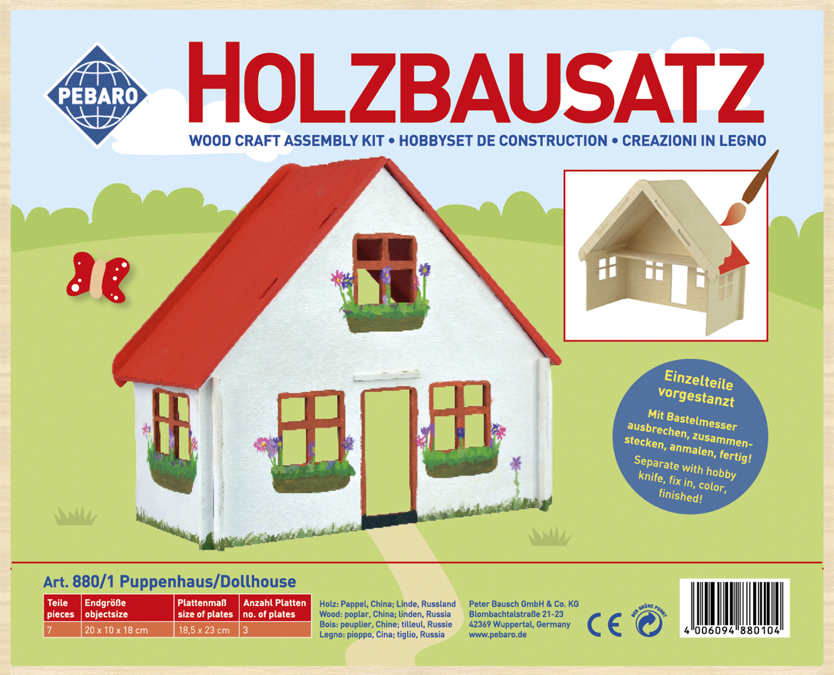 Pebaro Houten Bouwset Poppenhuis
