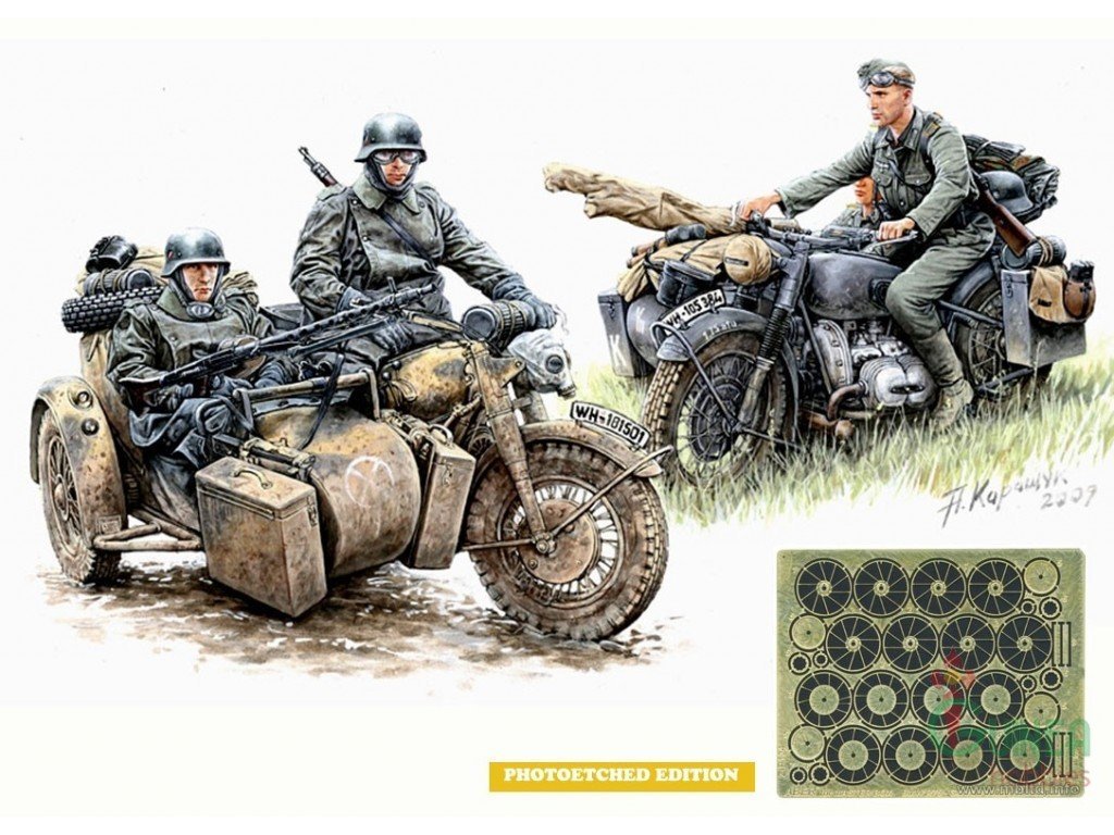 Master Box Kradschutzen: German Motorcycle Troops on the Move 1/35
