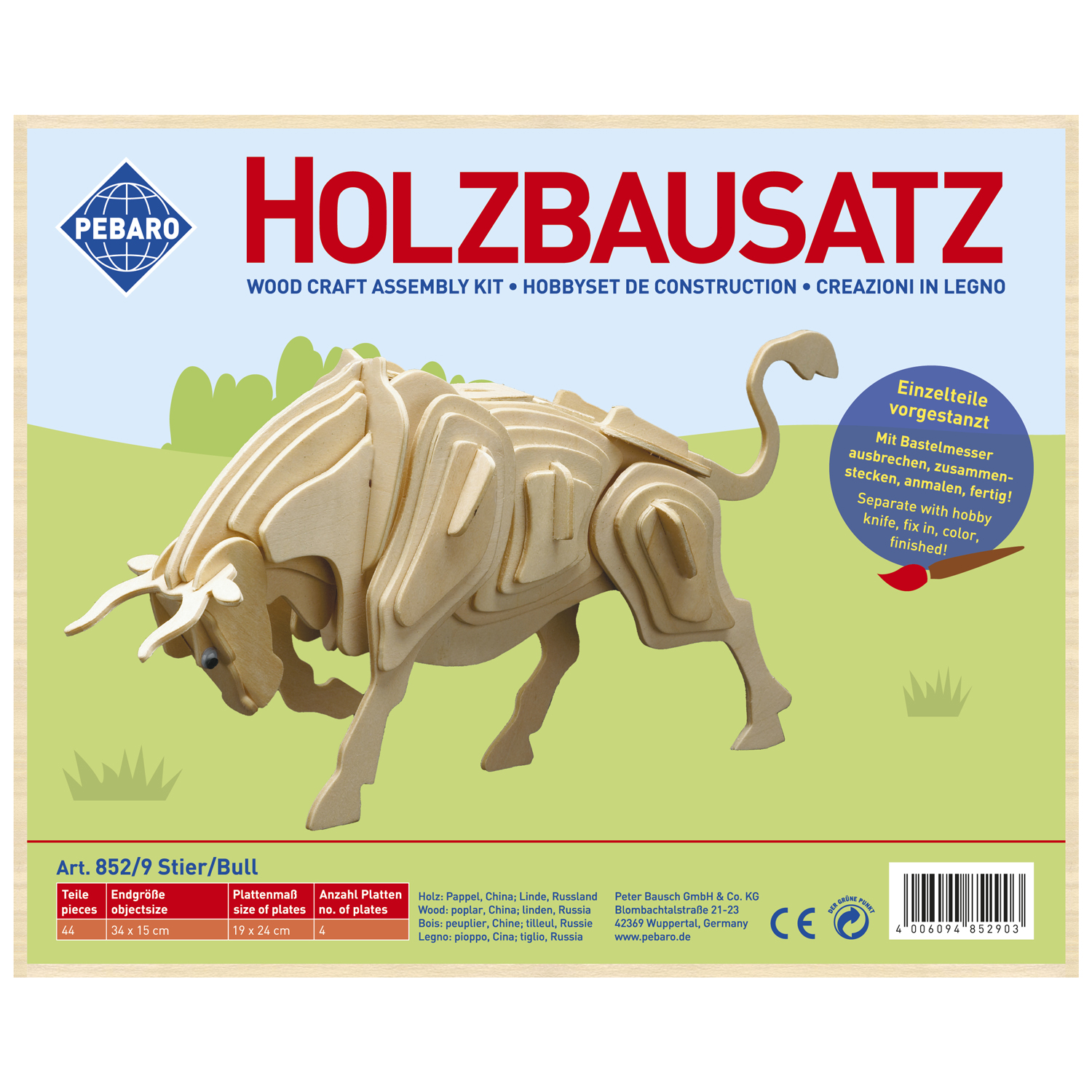 Pebaro Houten Bouwset Stier