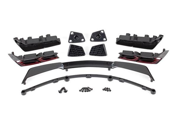 Traxxas Tail lights (2)/ tail light mounts (2)/ wing/ wing mount/ vent rear (2)/ vent mount rear (2)/ 2.6x8mm BCS (2)/ 1.6x5mm BCS (4)/ 1.6x7mm BCS (6)