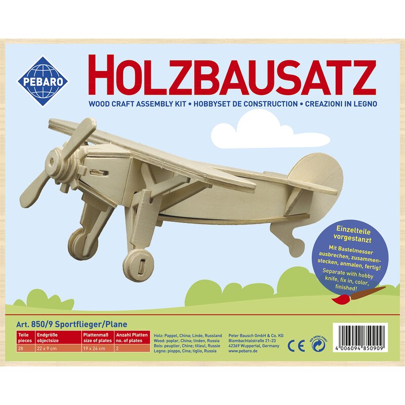 Pebaro Houten Bouwset Sportvliegtuig