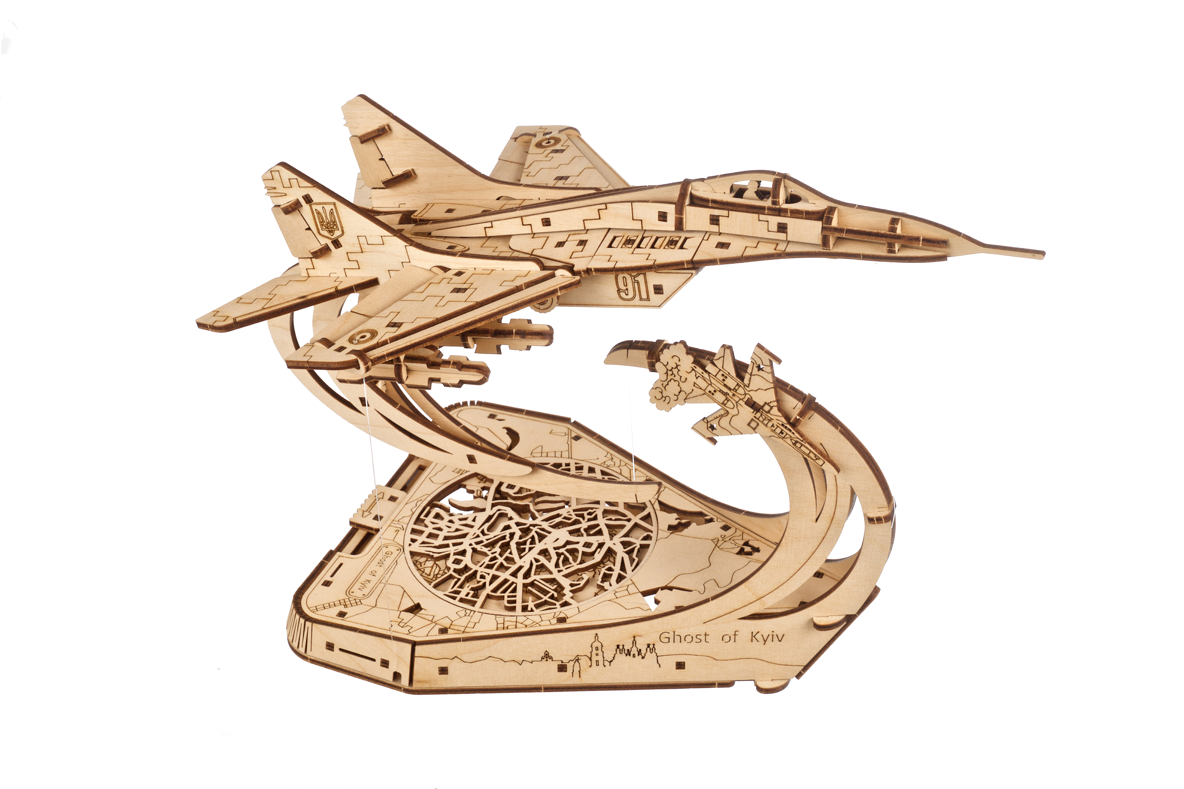 U-Gears  Gevechtsvliegtuig / The Ghost of Kyiv Ukrainian Fighter mechanisch houten bouwpakket
