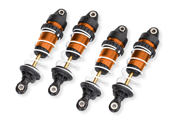 Traxxas Shocks Aluminum GTR Long, Orange Anodized, PTFE coated bodies with Tin shafts (assembled with springs) (4)