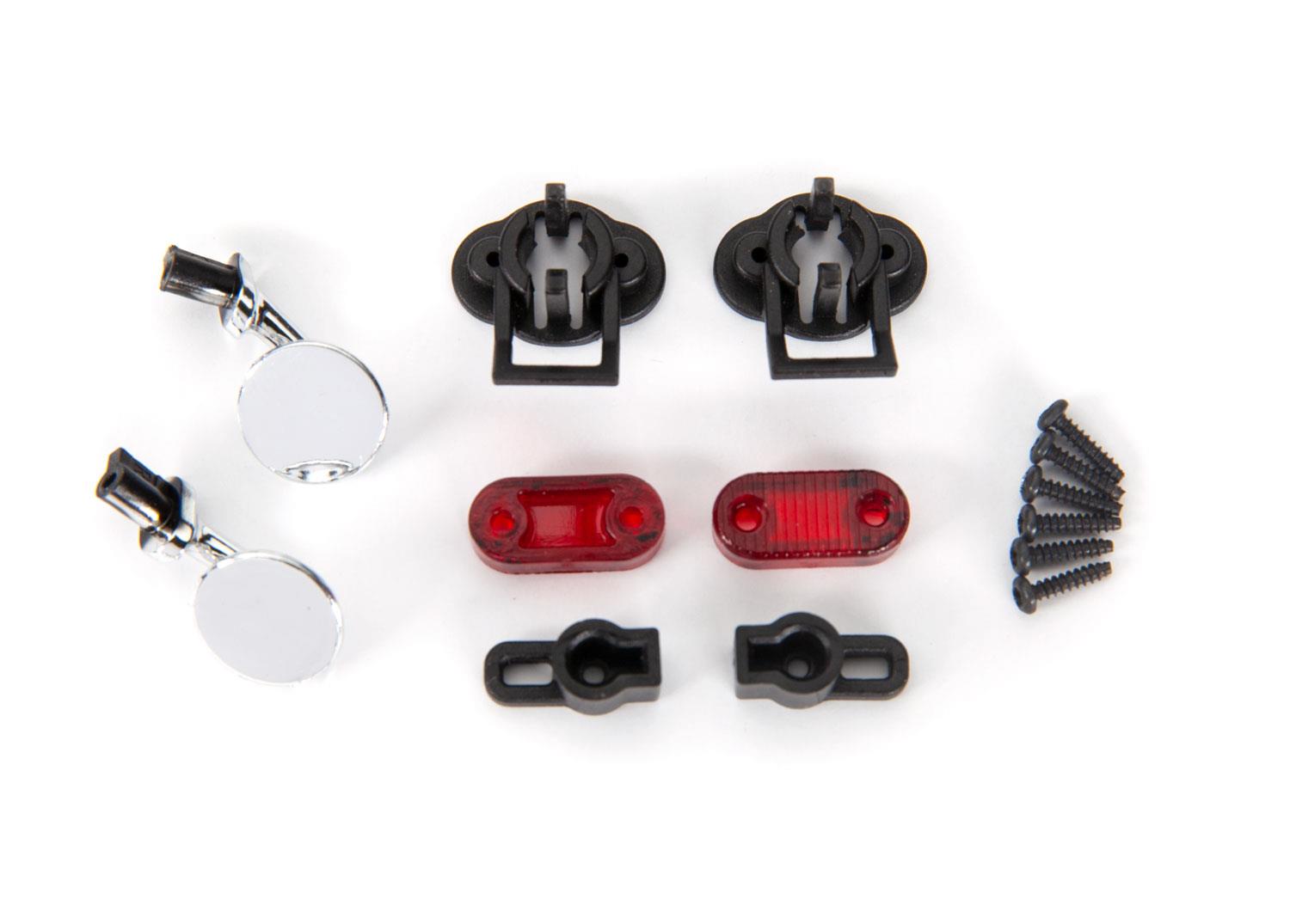 Traxxas Side mirrors (left & right)/ mounts (2)/ tail light lens (2)/ retainers (2)/ 1.6x7 BCS (self-tapping) (6) (fits #9333 or 9335 body)