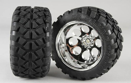 FG Stadium Truck banden met chrome velgen verlijmd 1/6 (2)