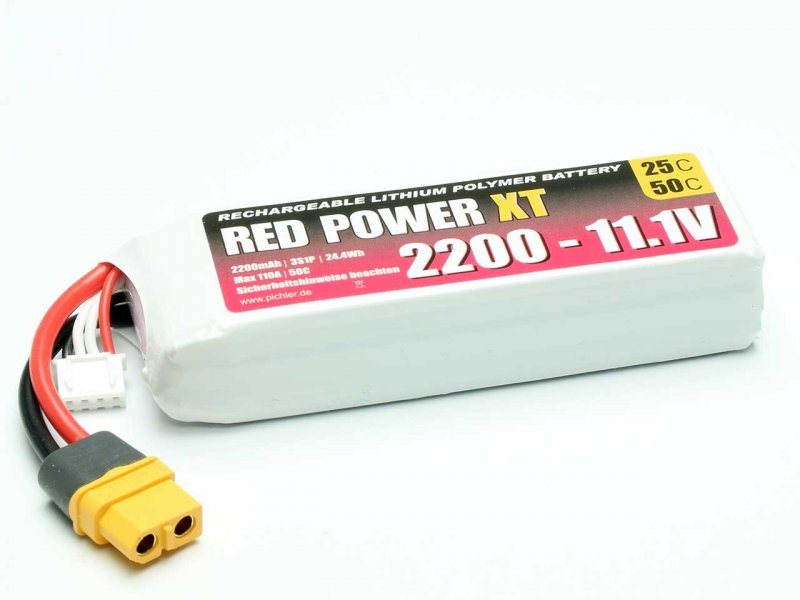 Red Power XT LiPo Accu 11.1 Volt 2200mAh 25C XT60/XH