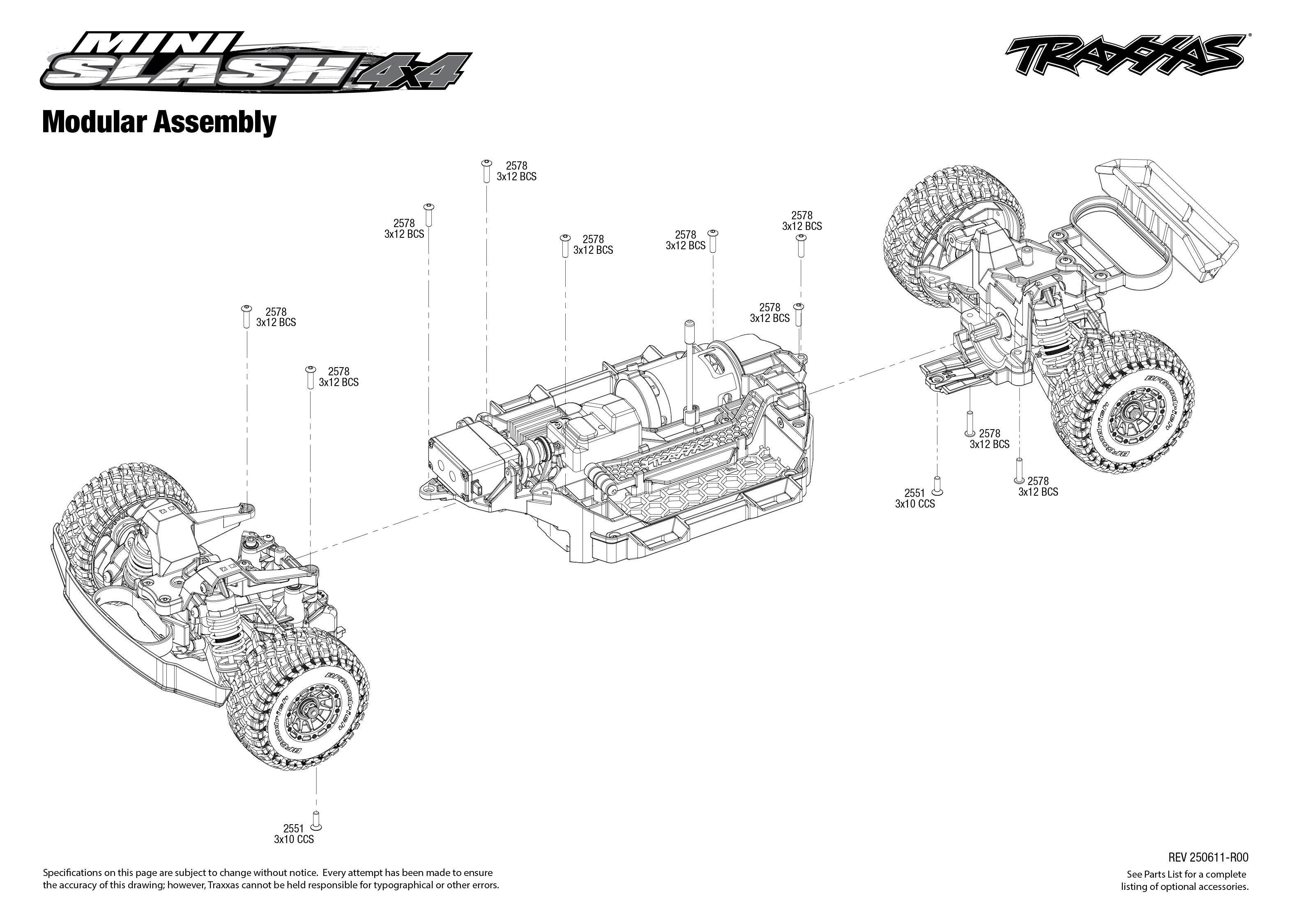 Traxxas Mini Slash 4X4 (108164-1) Modular Assembly Exploded View