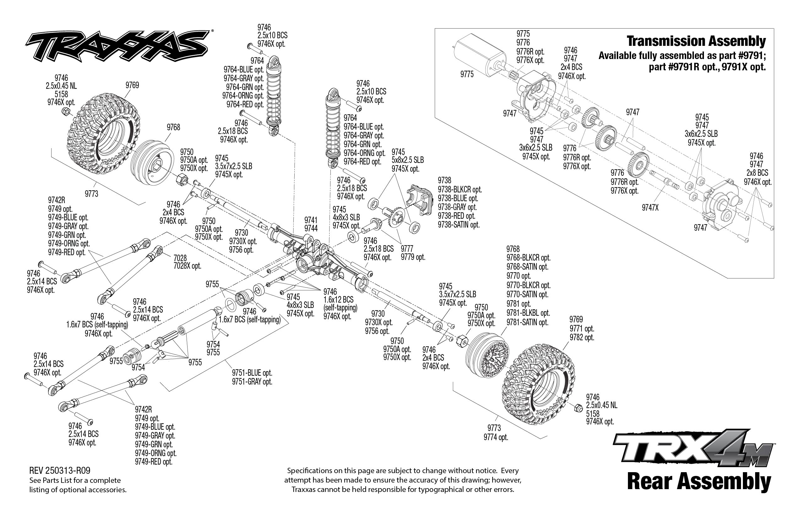 Traxxas TRX-4M Land Rover Defender (97054-1) Rear Assembly Exploded View