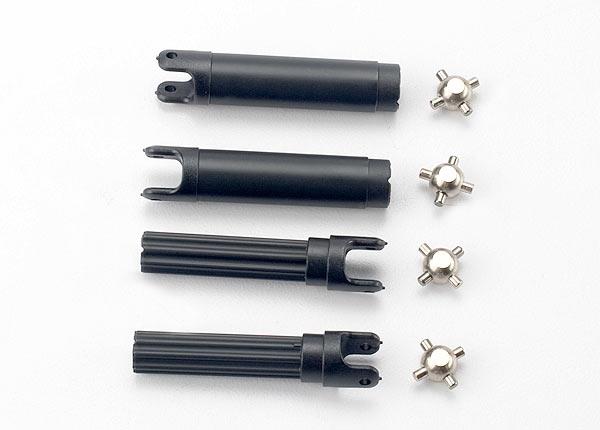 Traxxas Half shafts, left or right (internal splined half shaft (2)/external splined half shaft) (2))/ metal u-joints (4)