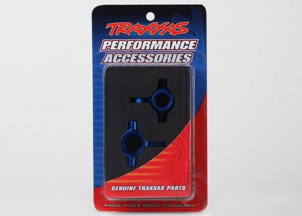 Traxxas Steering blocks, 6061-T6 aluminum, left & right (blue-anodized)