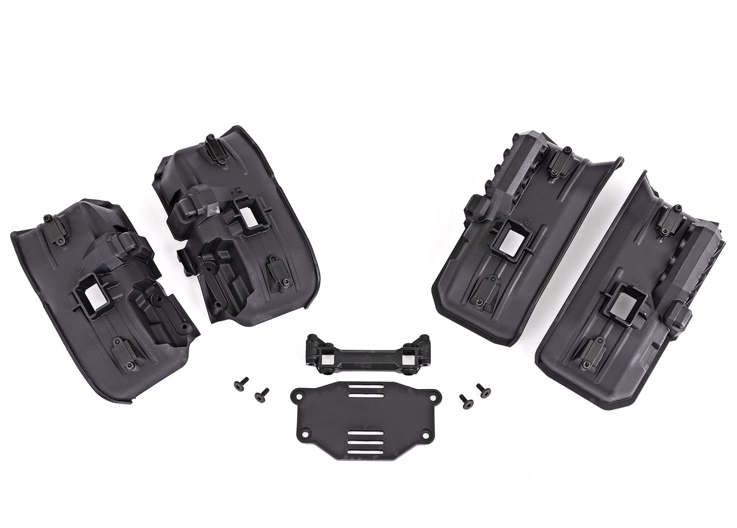 Traxxas Fenders, inner (wide), front & rear (2 each)/ rock light covers (8)/ battery plate/ 3x8 flat-head screws (4) (for clipless body mounting)