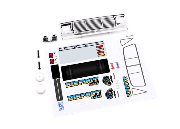 Traxxas  Body conversion kit, 1/18 scale TRX-4MT™ Bigfoot® No. 1 (includes front grille, engine detail & decals) (fits #9812 body)