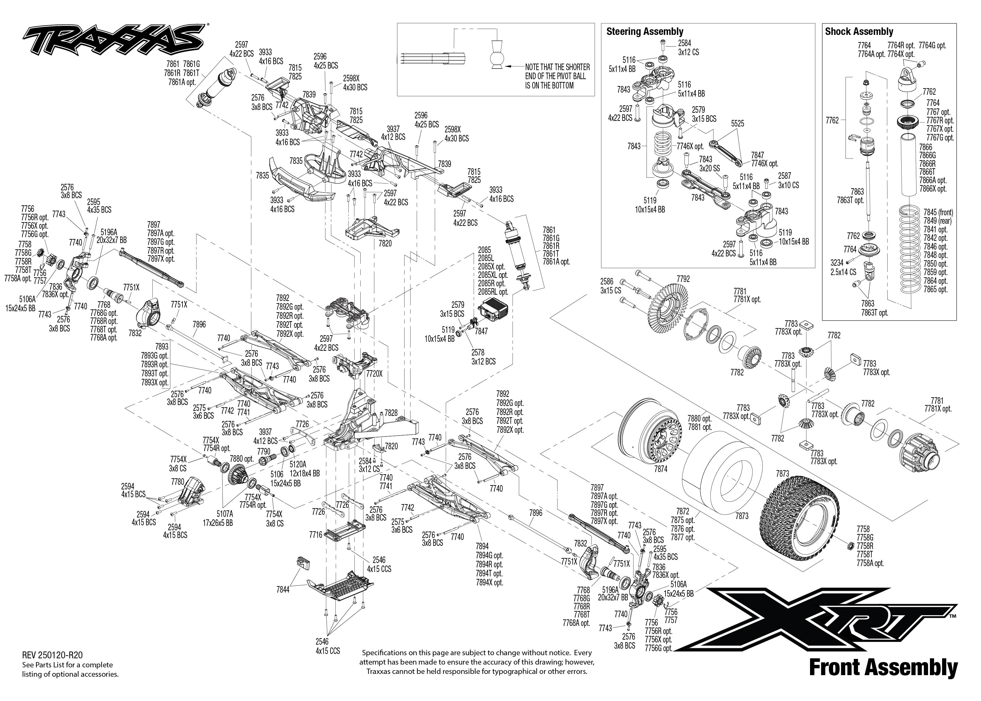 Traxxas XRT® (78086-4) Front Assembly Exploded View