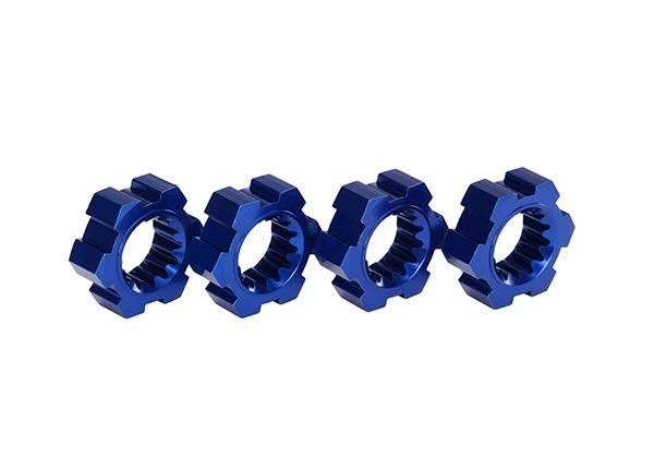 Traxxas Wheel hubs hex (2)/ hex clips aluminum (blue-anodized) (4)