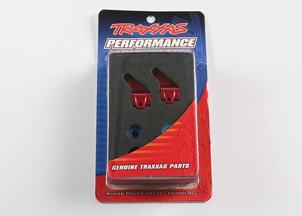Traxxas Steering blocks, Rustler®/Stampede®/Bandit (2), 6061-T6 aluminum (red-anodized)/ 5x11mm ball bearings (4)