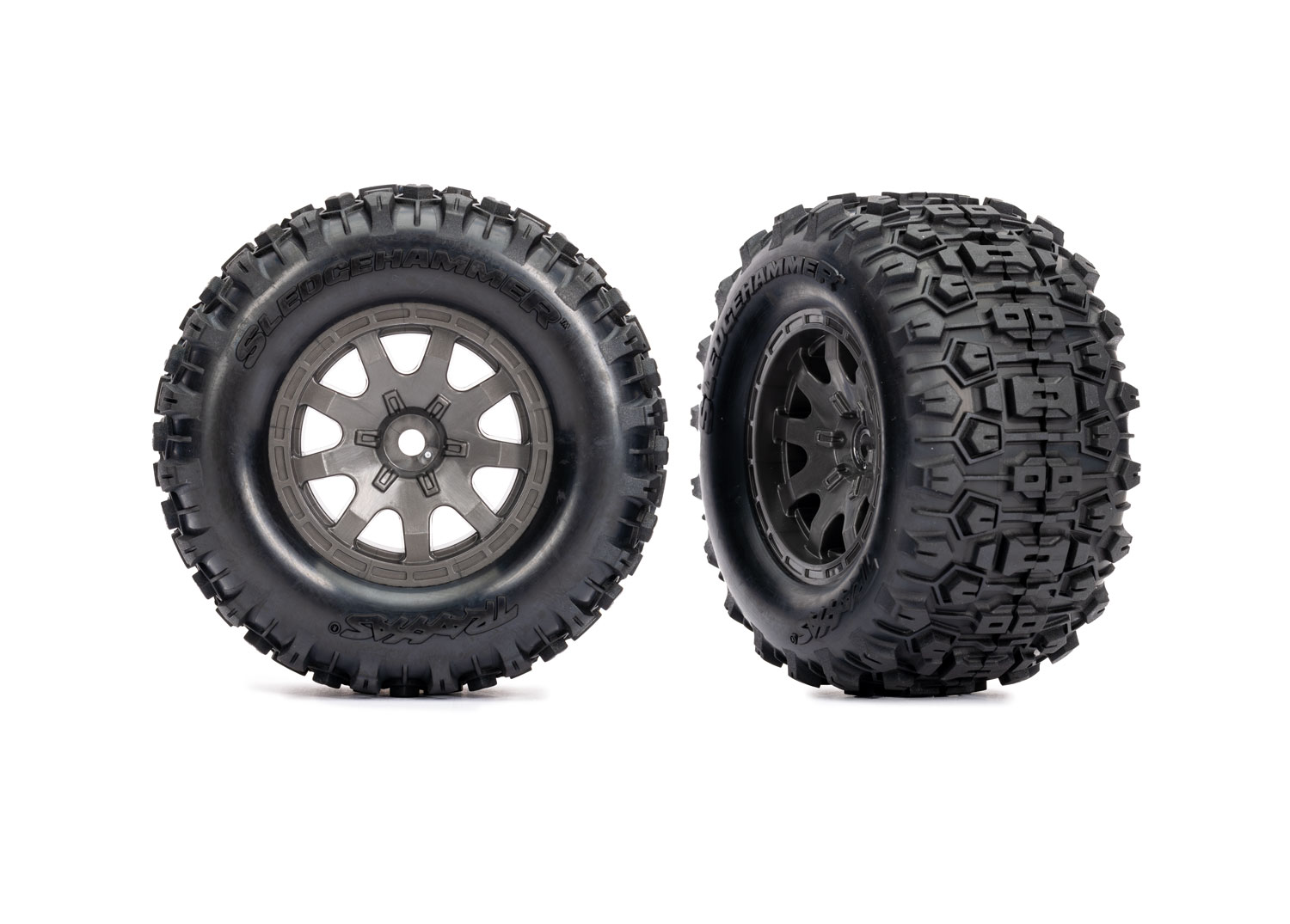 Traxxas Gray Front Wheels with Sledgehammer Tires (2)