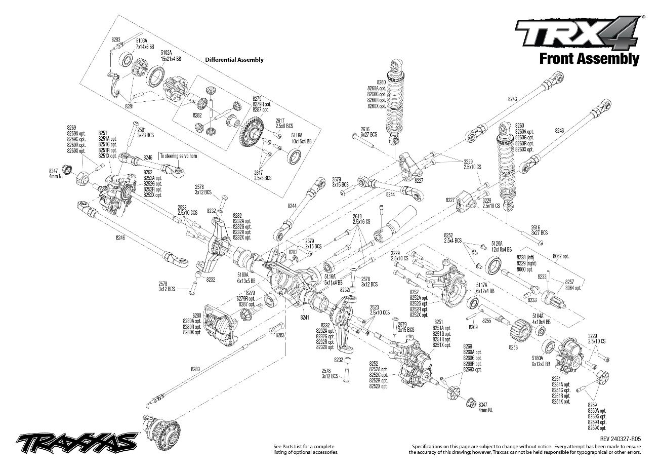 Traxxas TRX-4 Ford Bronco (92076-4) Front Assembly Exploded View