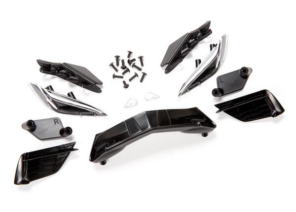 Traxxas Grille Chevrolet Corvette Stingray/ grille mount (3)/ headlight housing (2)/ lens (2)/ headlight mount (2)/ 2.6x6mm BCS (4)/ 2.6x8mm BCS (8)