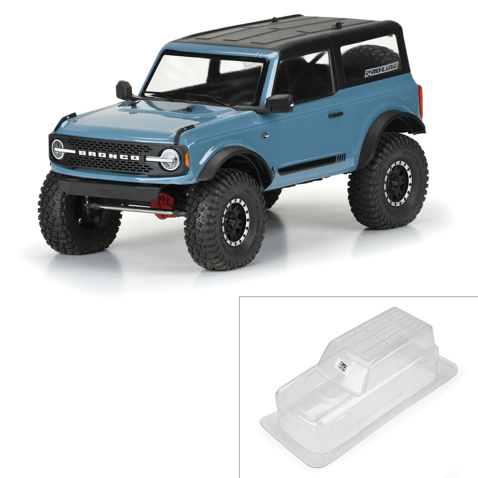Proline 2021 Ford Bronco Clear Body Set with Scale Molded Accessories for 11.4" (290mm) Wheelbase Scale Crawlers 1/10