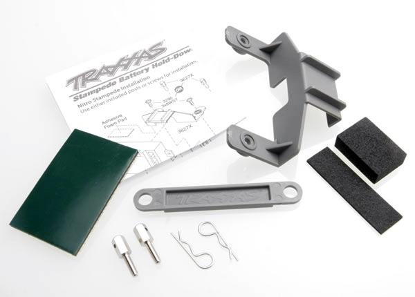 Traxxas Battery hold-down (grey) (1) / receiver hold-down (grey) (1)