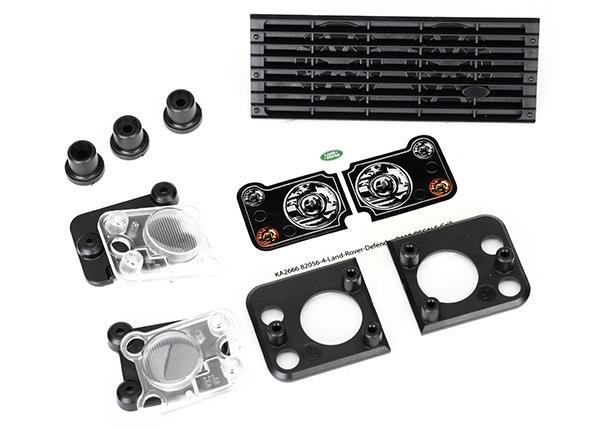 Traxxas Grille, Land Rover Defender/ grille mount (3)/ headlight housing (2)/ lens (2)/ headlight mount (2) (fits #8011 series bodies)