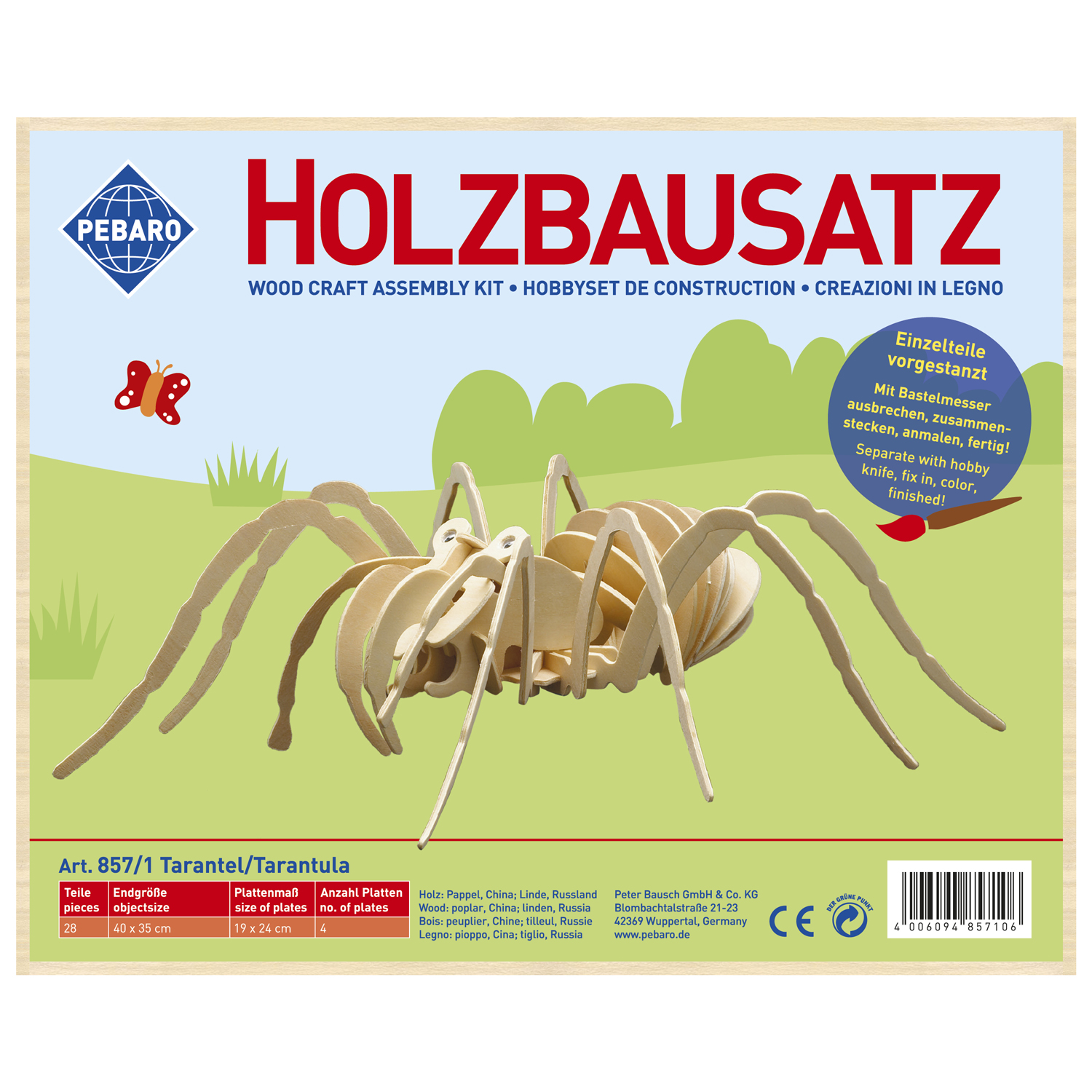 Pebaro Houten Bouwset Vogelspin