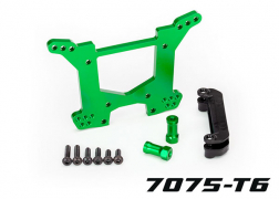 Traxxas Shock tower rear 7075-T6 aluminum (green-anodized) (1)/ body mount bracket (1)
