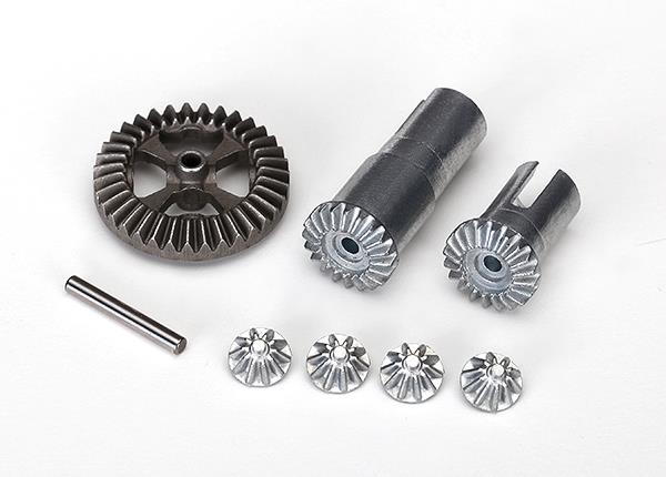 Traxxas LaTrax Gear Set, differential, metal (output gears (2)/ spider gears (4)/ ring gear, 35T (1)/ 2x14.8mm pin (1))