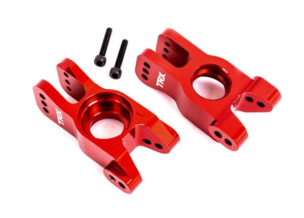 Traxxas Carriers, stub axle, 6061-T6 aluminum (red-anodized) (left and right)/ 3x18mm CS (with threadlock) (2)