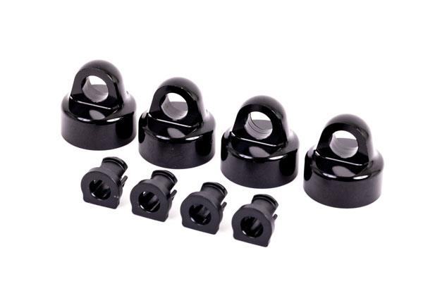 Traxxas Shock caps aluminum (black-anodized) GTX shocks (4)/ spacers (4) for Sledge