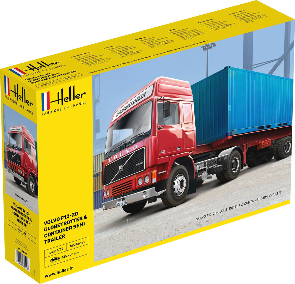 Heller Volvo F12 -20 Globetrotter & Container Semi Trailer 1/32